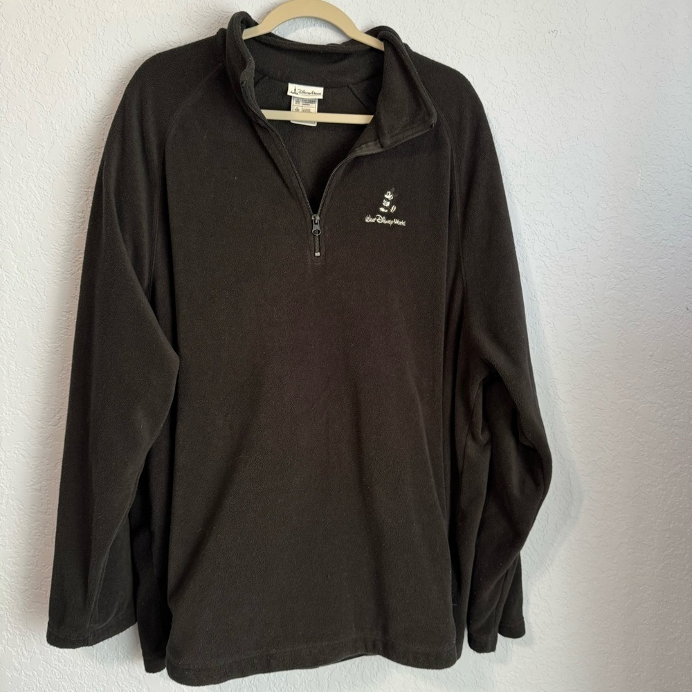 Disney Parks Quarter Zip Plus Size Black Fleece Boxy Vacation Sweatshirt